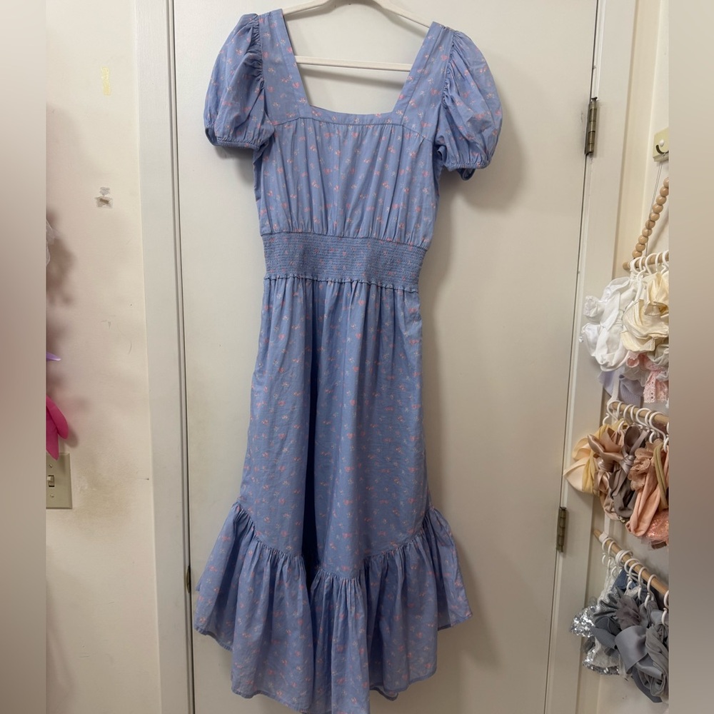 LoveShackFancy Light Blue Floral Dress